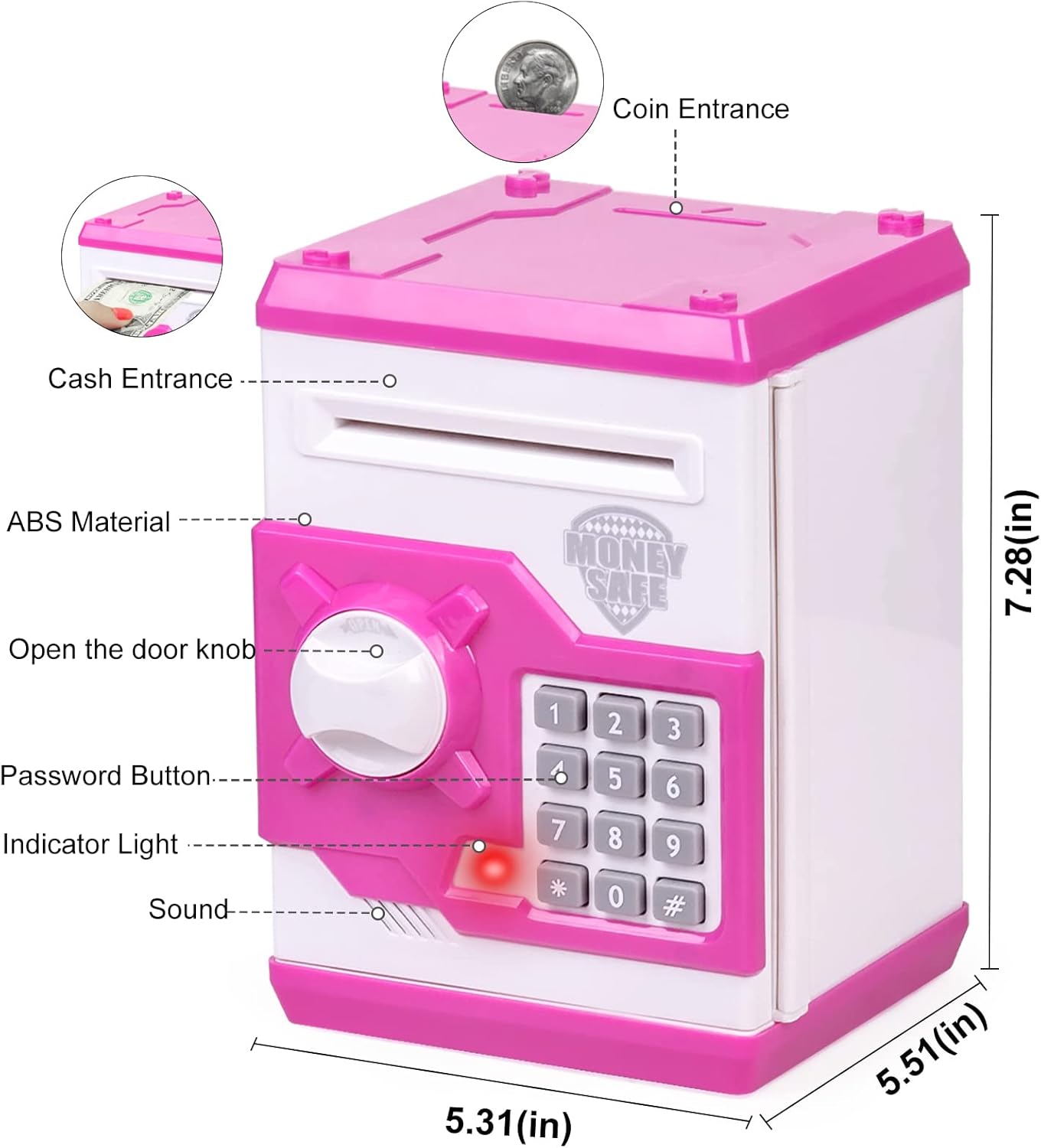 Refasy Piggy Bank Cash Coin Can ATM Bank Electronic Coin Money Bank for Kids-Hot Gift