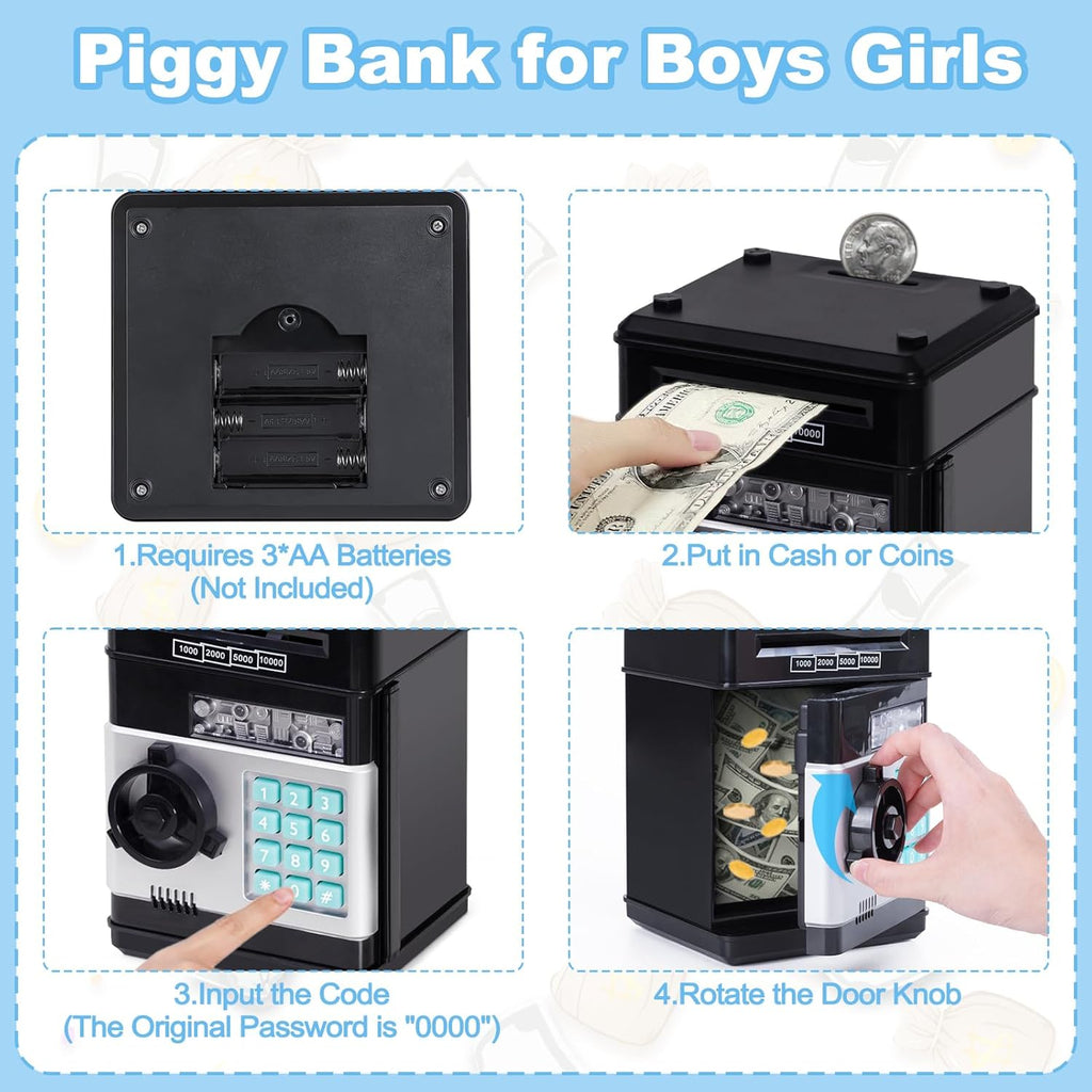 Refasy Piggy Bank Cash Coin Can ATM Bank Electronic Coin Money Bank for Kids-Hot Gift
