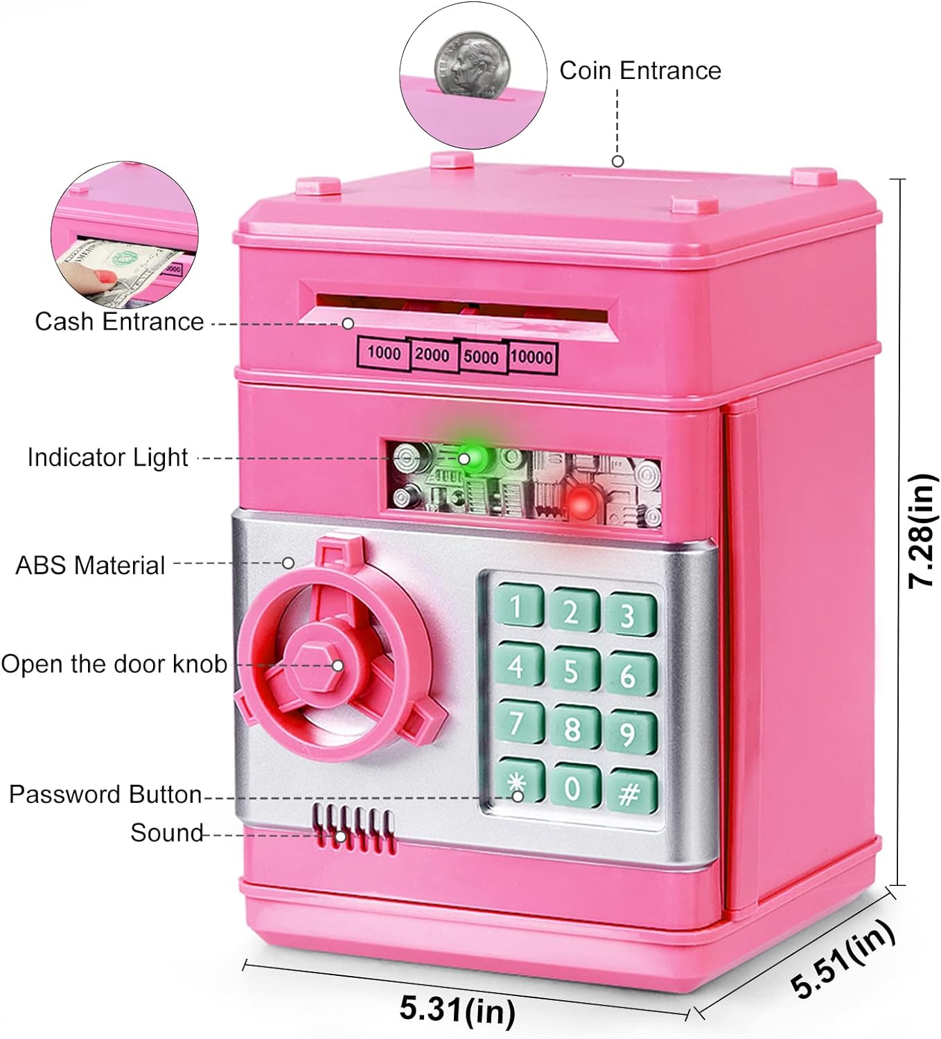 Refasy Piggy Bank Cash Coin Can ATM Bank Electronic Coin Money Bank for Kids-Hot Gift