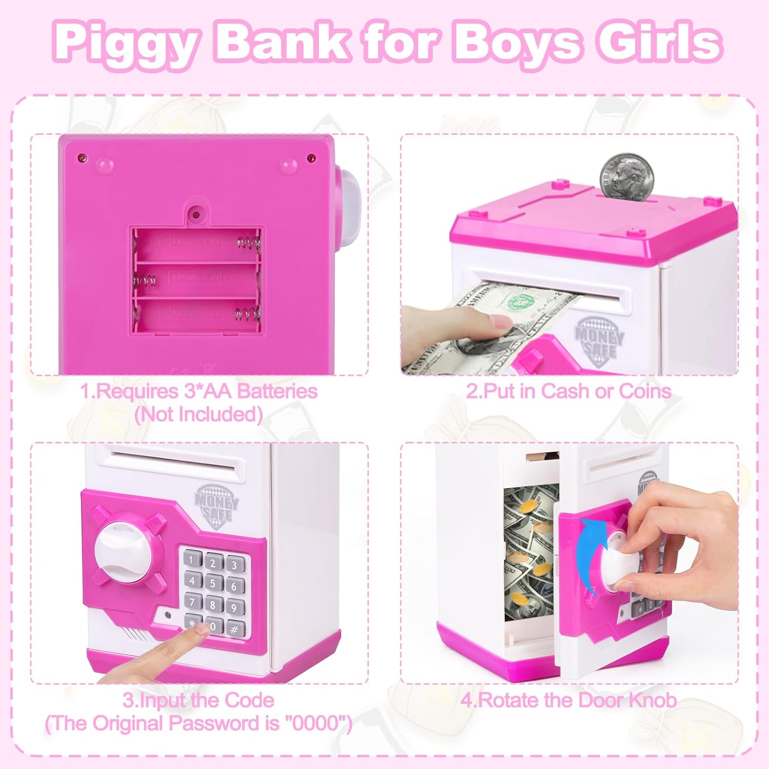 Refasy Piggy Bank Cash Coin Can ATM Bank Electronic Coin Money Bank for Kids-Hot Gift