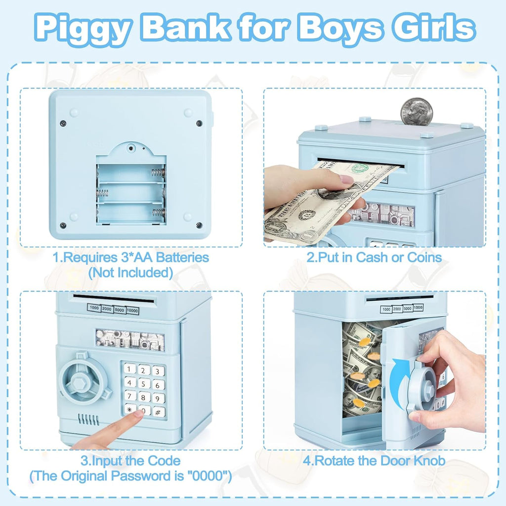 Refasy Piggy Bank Cash Coin Can ATM Bank Electronic Coin Money Bank for Kids-Hot Gift