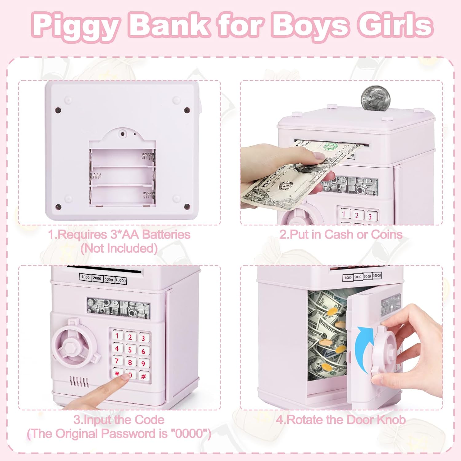 Refasy Piggy Bank Cash Coin Can ATM Bank Electronic Coin Money Bank for Kids-Hot Gift