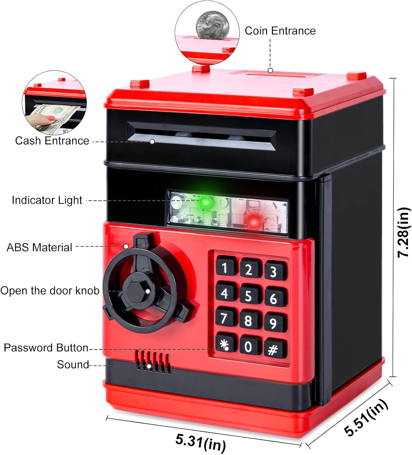 Refasy Piggy Bank Cash Coin Can ATM Bank Electronic Coin Money Bank for Kids-Hot Gift