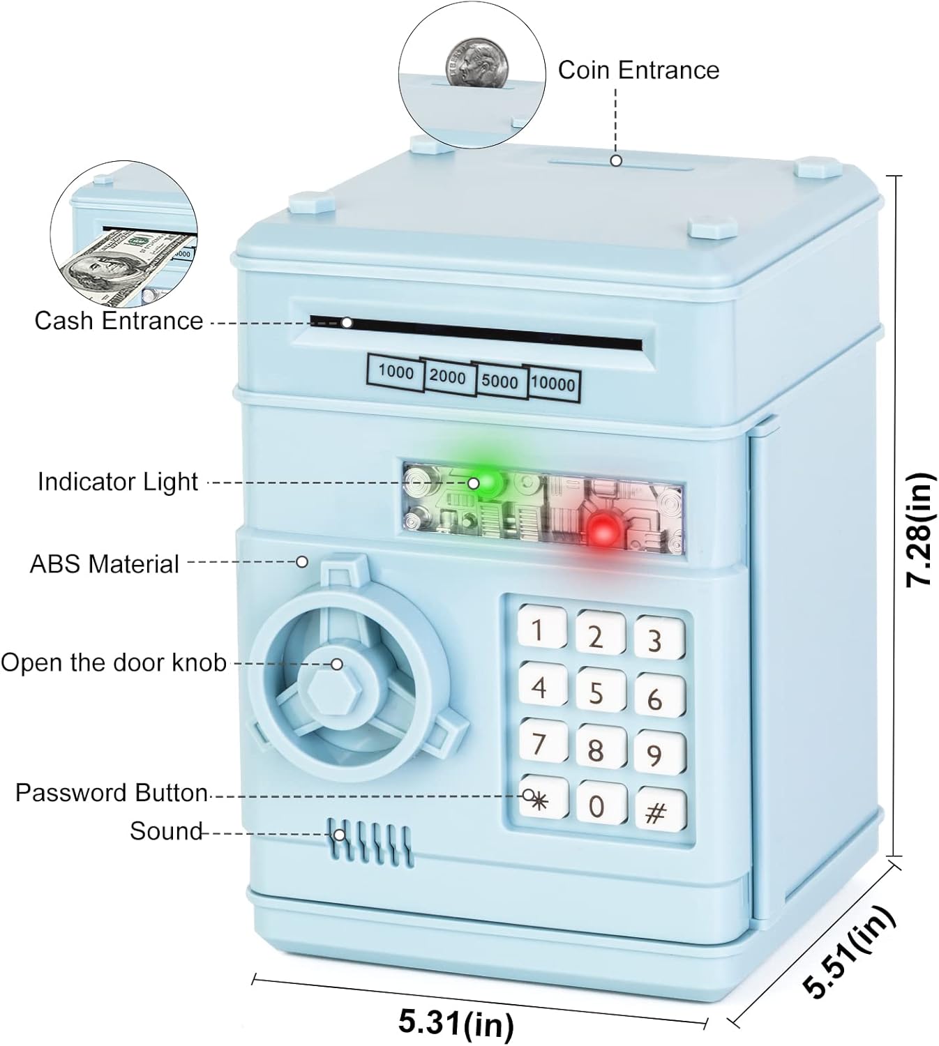 Refasy Piggy Bank Cash Coin Can ATM Bank Electronic Coin Money Bank for Kids-Hot Gift