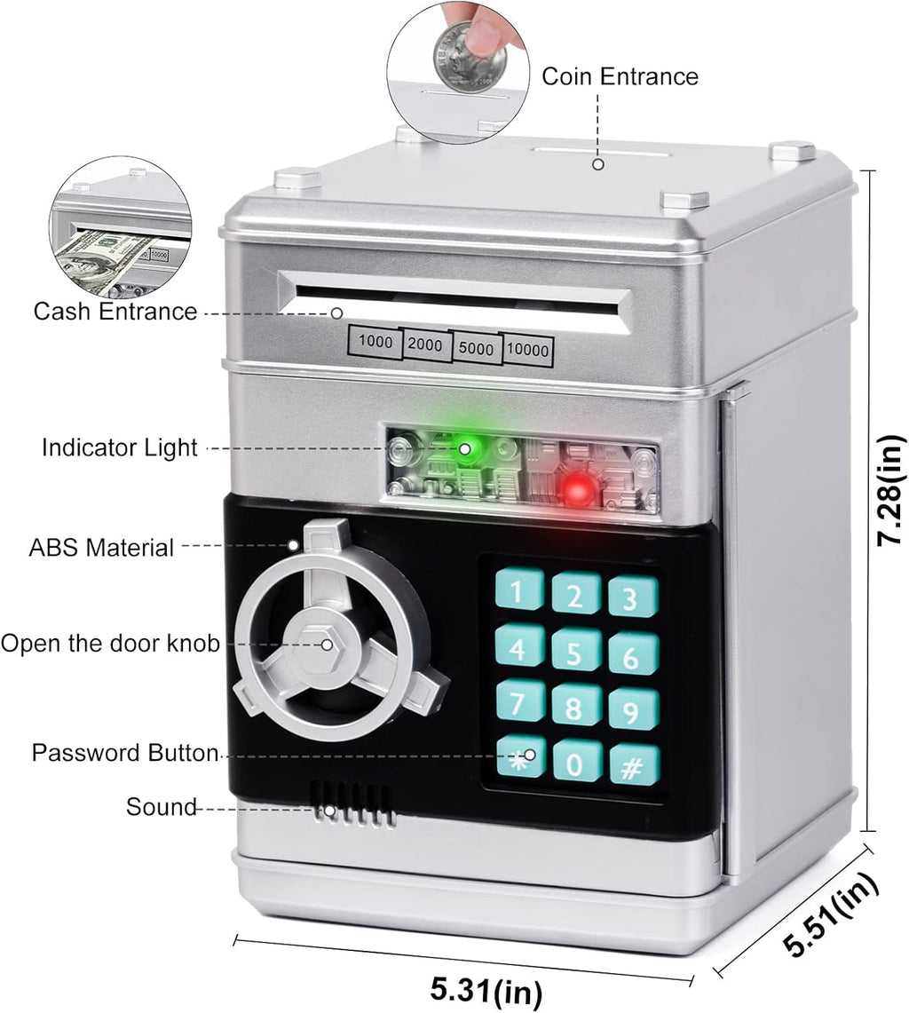 Refasy Piggy Bank Cash Coin Can ATM Bank Electronic Coin Money Bank for Kids-Hot Gift
