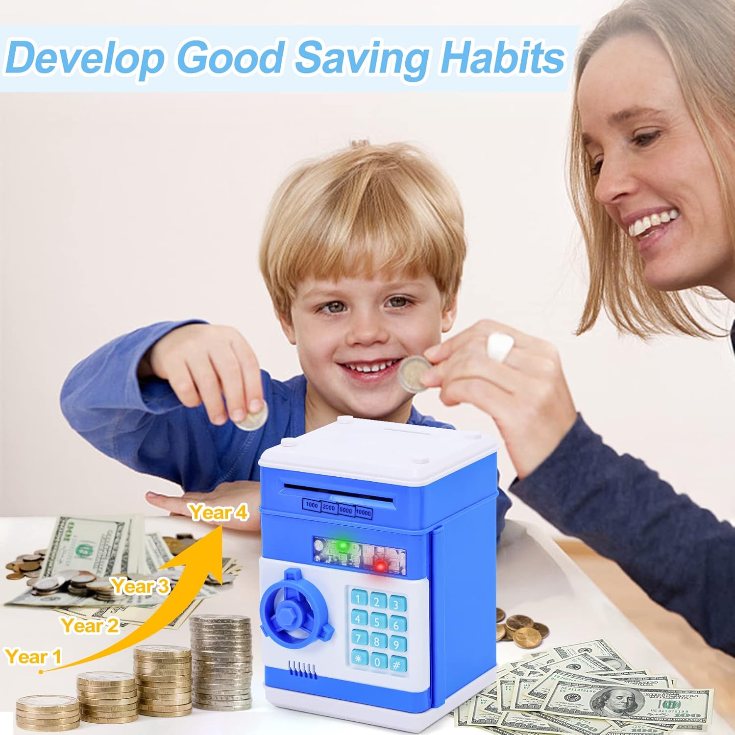 Refasy Piggy Bank Cash Coin Can ATM Bank Electronic Coin Money Bank for Kids-Hot Gift
