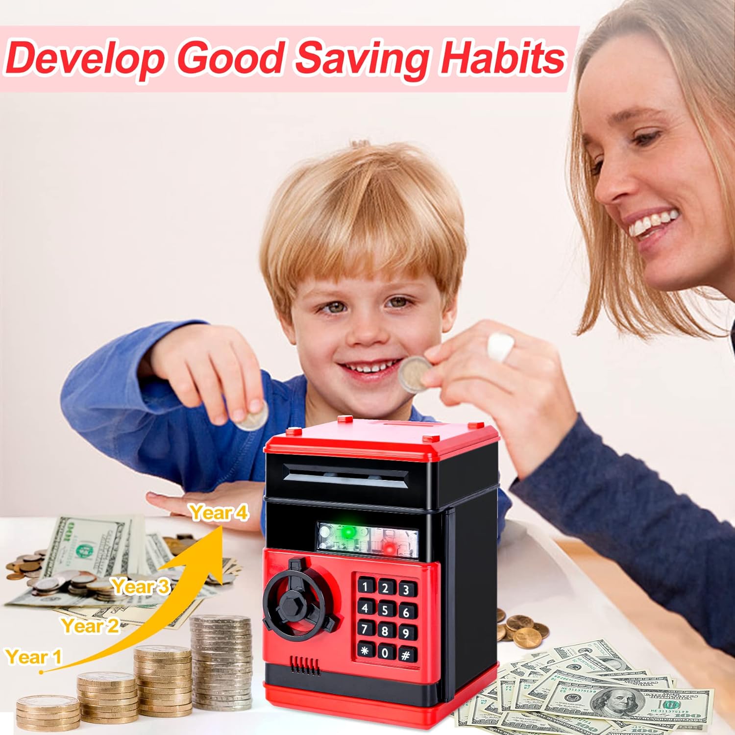 Refasy Piggy Bank Cash Coin Can ATM Bank Electronic Coin Money Bank for Kids-Hot Gift