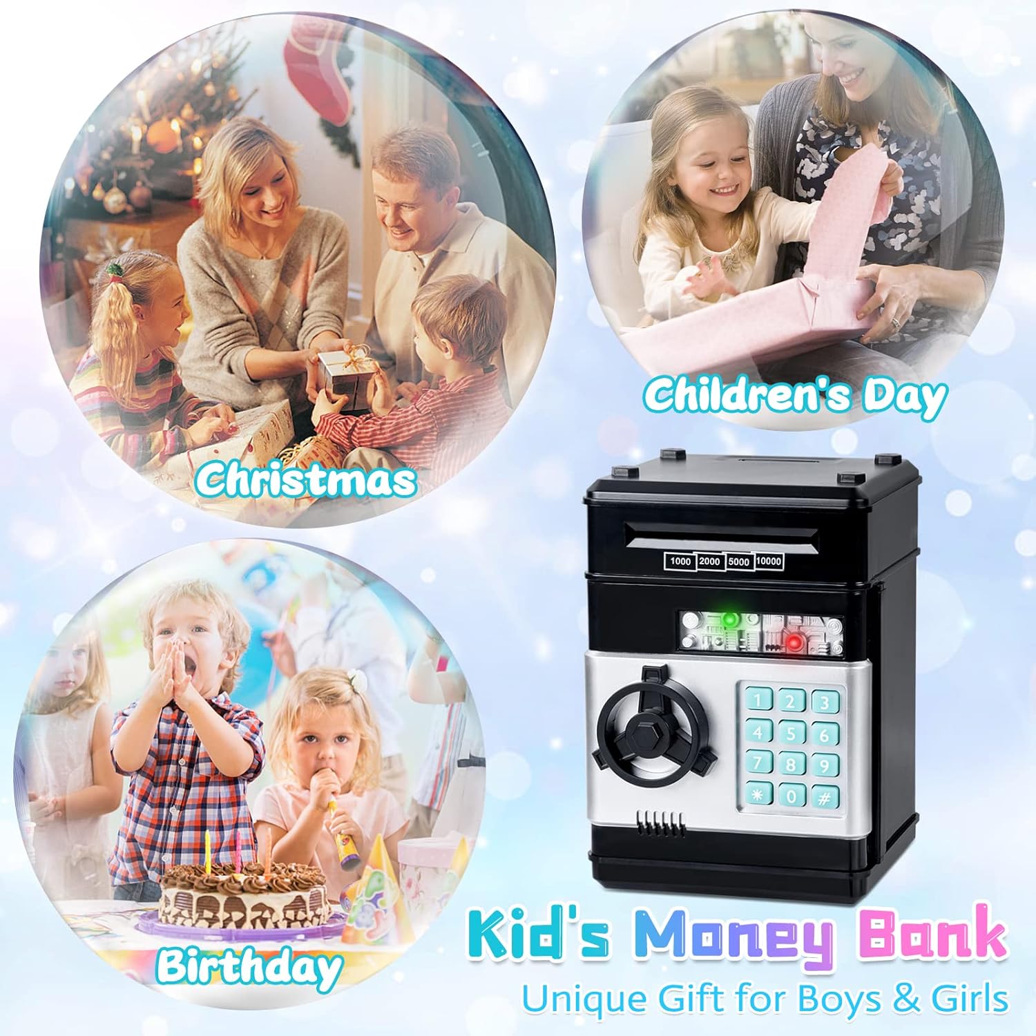 Refasy Piggy Bank Cash Coin Can ATM Bank Electronic Coin Money Bank for Kids-Hot Gift