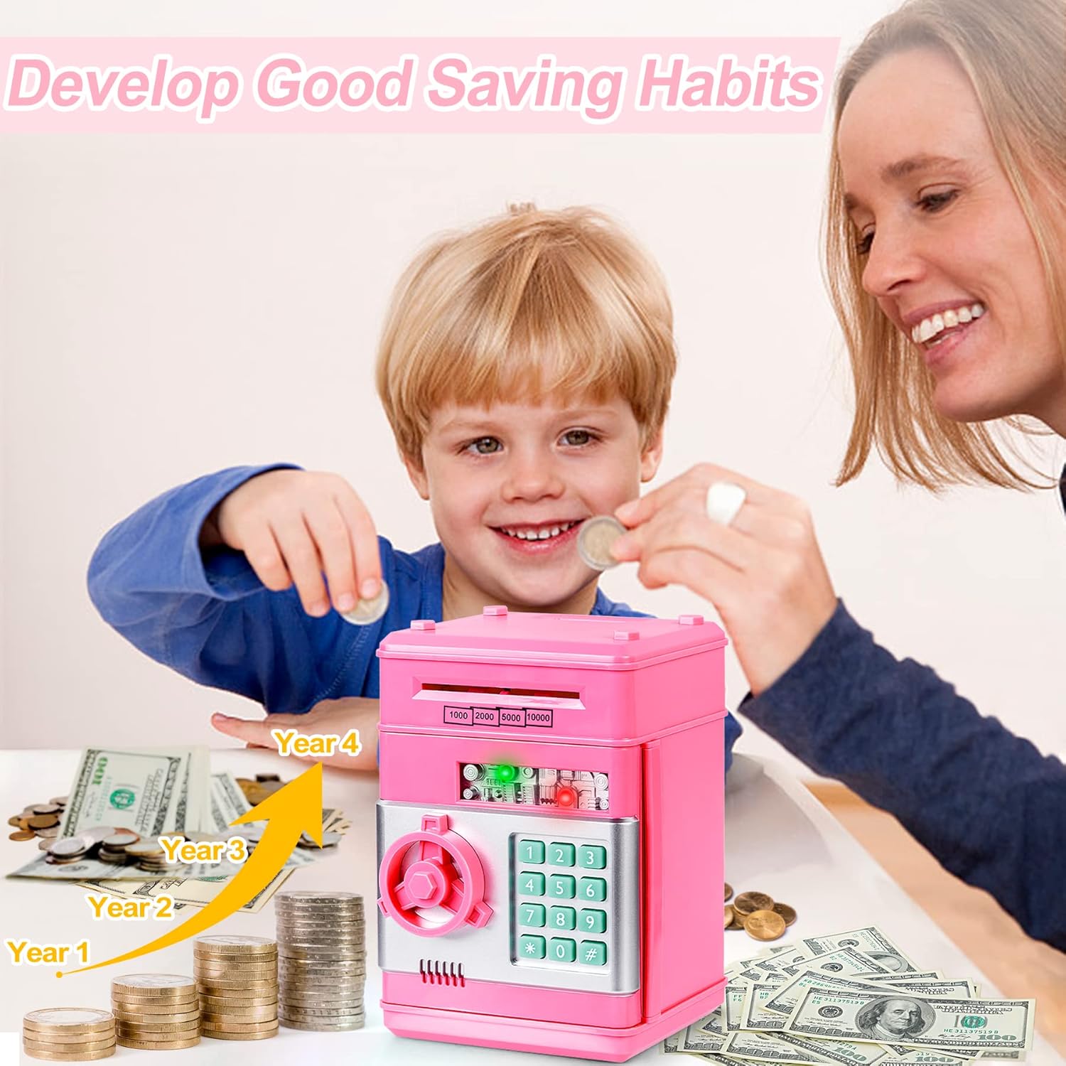 Refasy Piggy Bank Cash Coin Can ATM Bank Electronic Coin Money Bank for Kids-Hot Gift