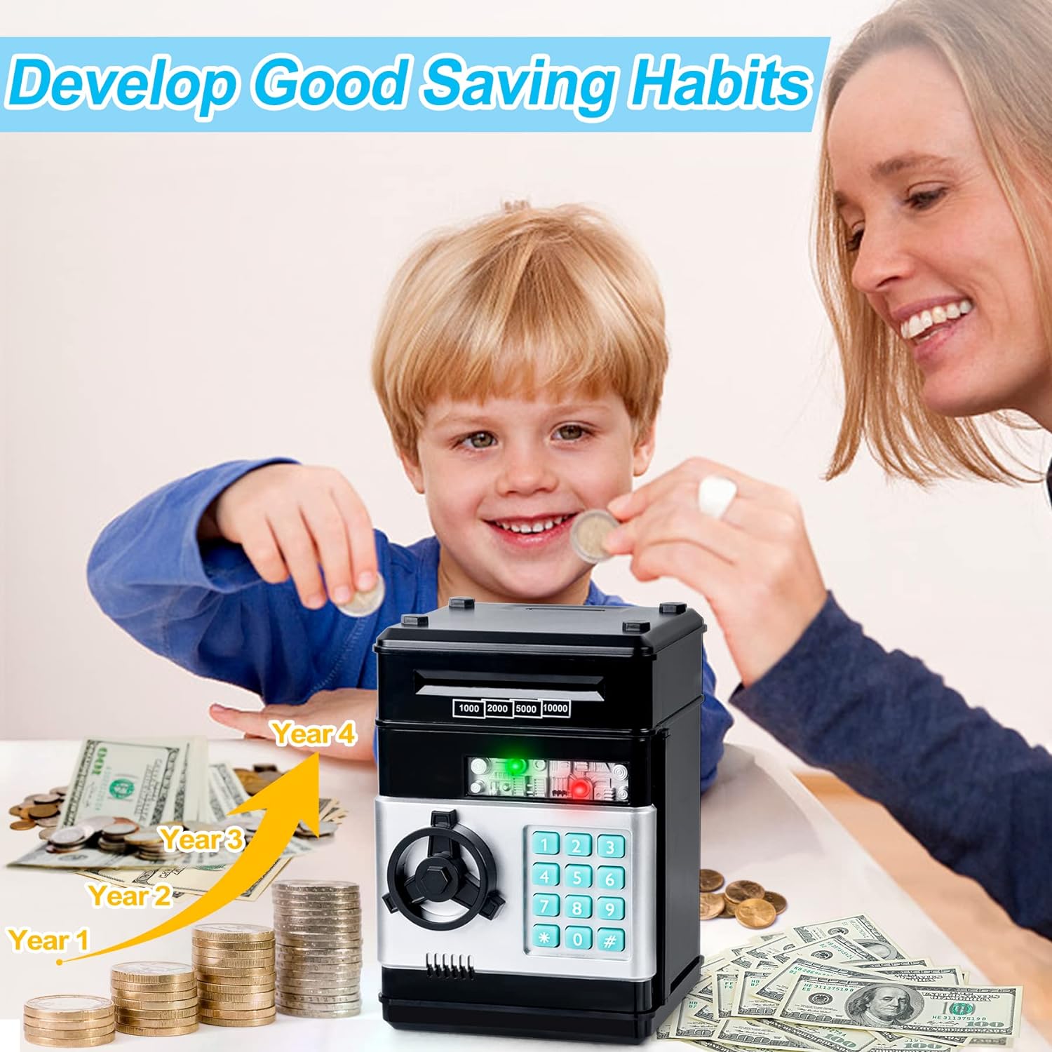 Refasy Piggy Bank Cash Coin Can ATM Bank Electronic Coin Money Bank for Kids-Hot Gift