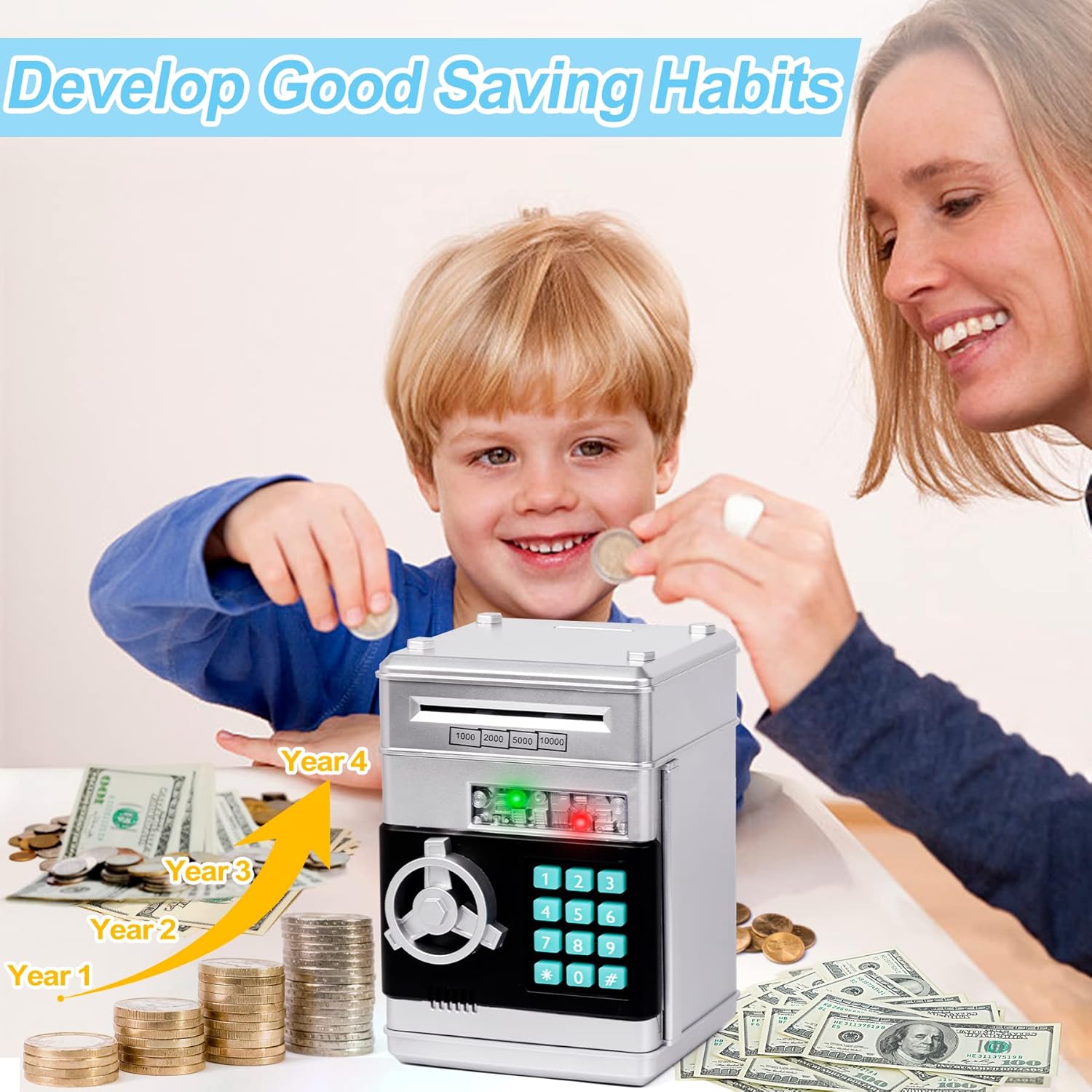 Refasy Piggy Bank Cash Coin Can ATM Bank Electronic Coin Money Bank for Kids-Hot Gift