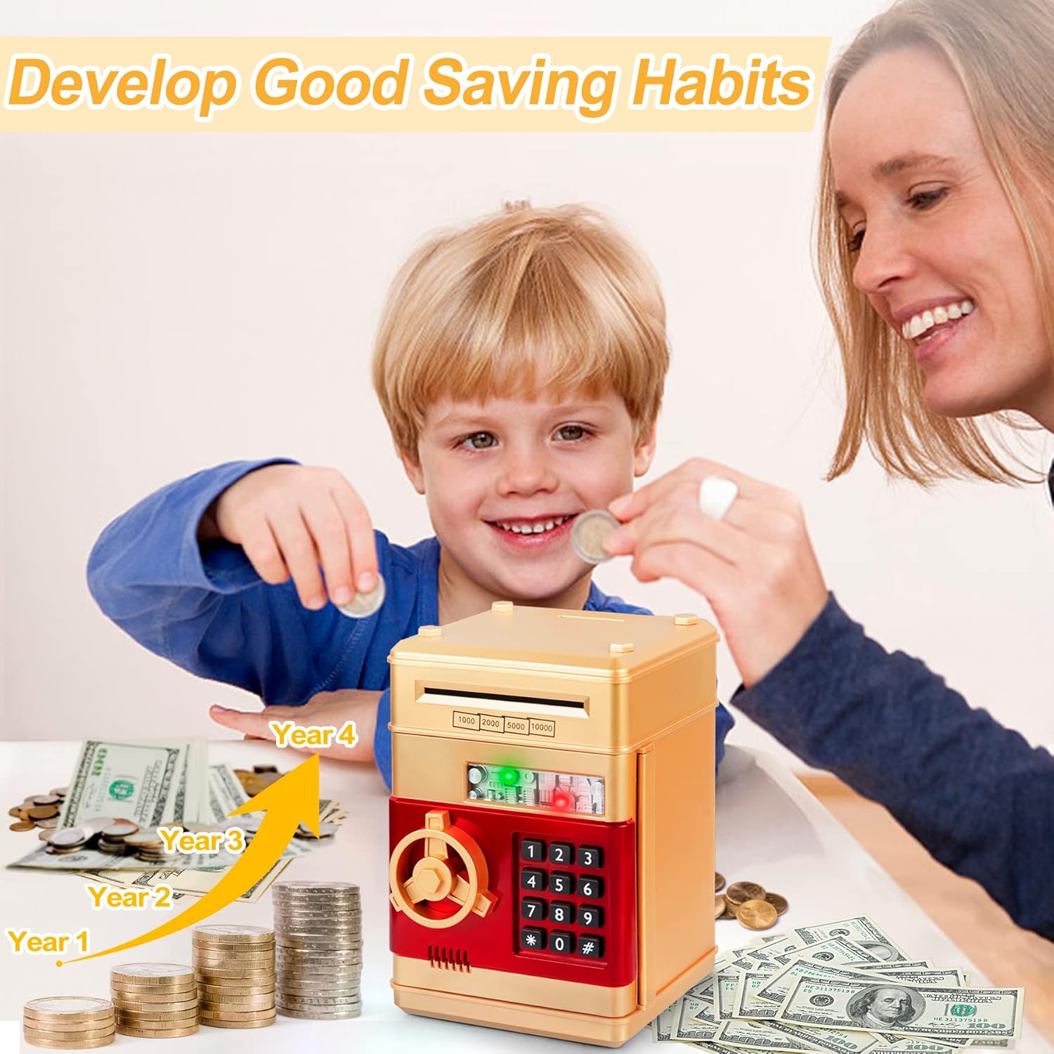 Refasy Piggy Bank Cash Coin Can ATM Bank Electronic Coin Money Bank for Kids-Hot Gift