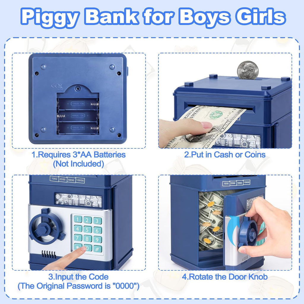 Refasy Piggy Bank Cash Coin Can ATM Bank Electronic Coin Money Bank for Kids-Hot Gift